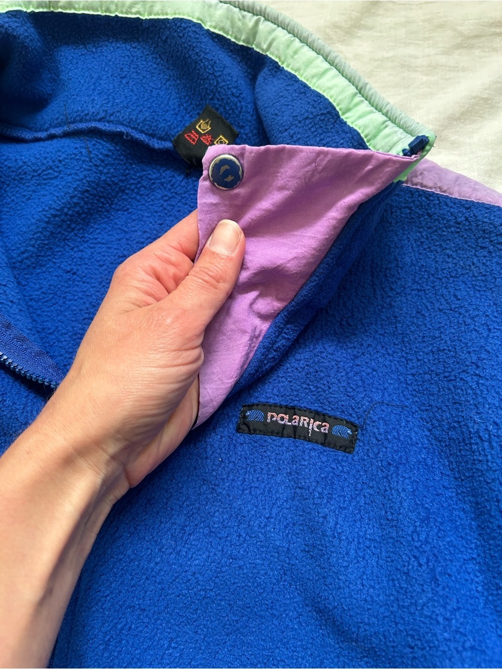 Vintage Women’s Colorblock Fleece Jacket in Blue, Purple, Mint - Picture 4 of 6